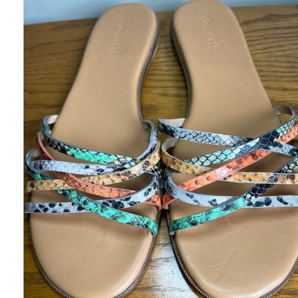 Madewell Shoes Tracie Crisscross Slide Sandal Leather Multicolor Size 9.5 - Picture 3 of 8